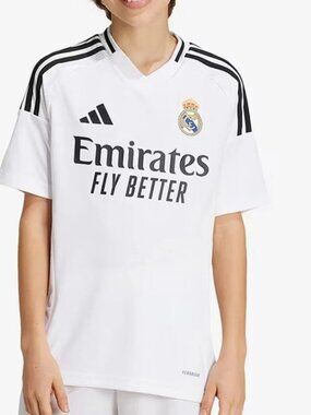 NWT Adidas Real Madrid Home Jersey Youth 2024-25 Boys Soccer White Size XS